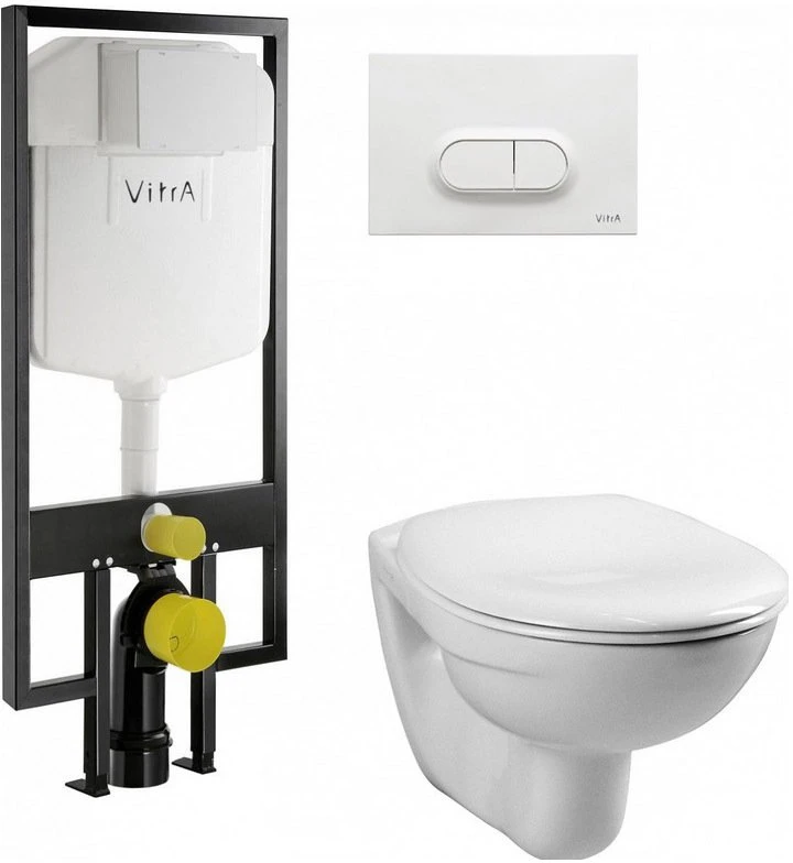 Комплект унитаза с инсталляцией Vitra Normus 9773B003-7201 с сиденьем микролифт и кнопкой смыва белый