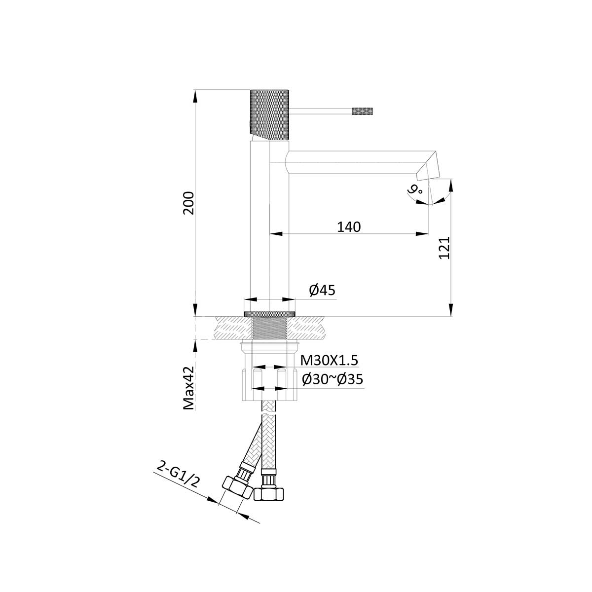 Смеситель для раковины Vincea Desire VBF-1D1BN брашированный никель