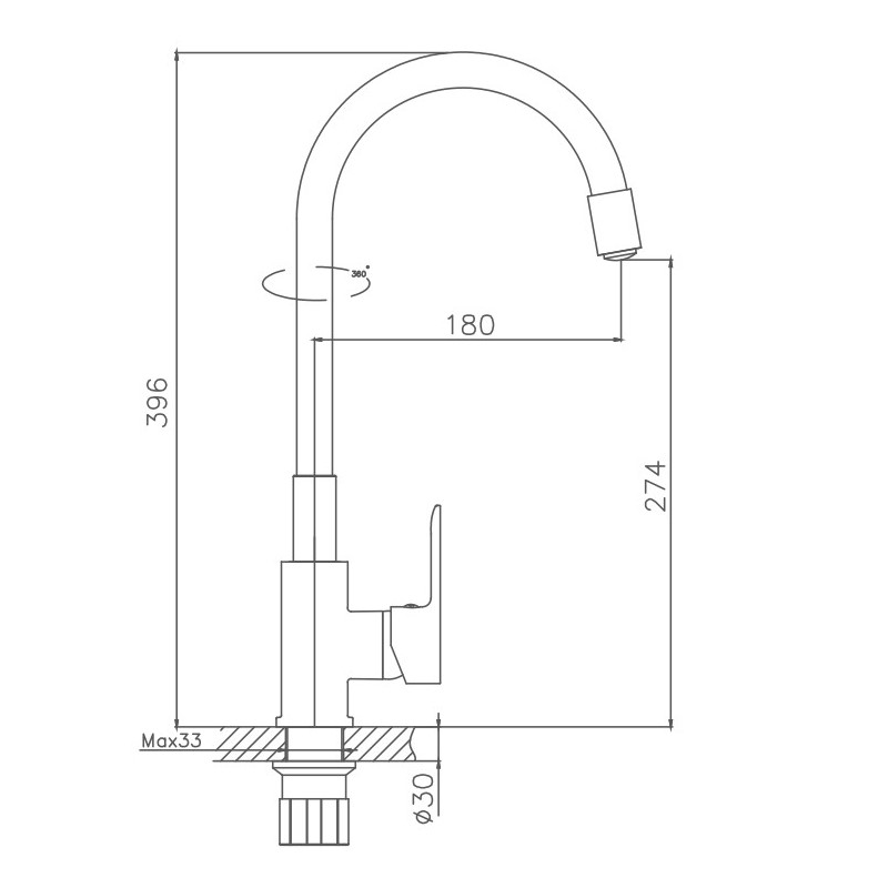Смеситель для кухни Haiba HB70112-3, серый