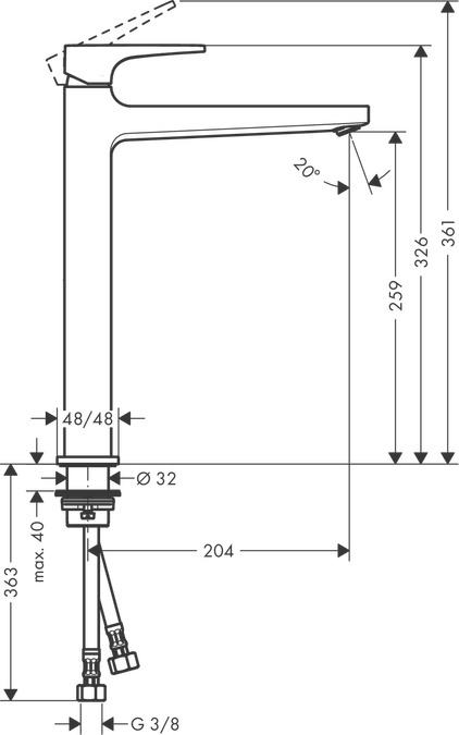 Смеситель для раковины-чаши Hansgrohe Metropol 32512140 бронза шлифованная