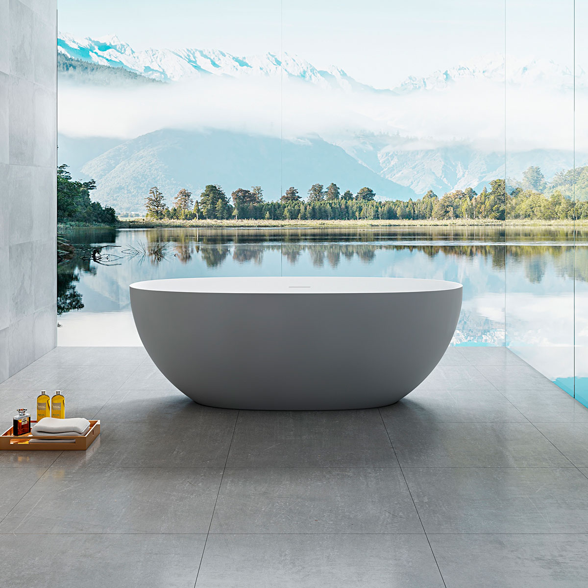 Ванна из искусственного камня 170х75 Vincea VBT-6S01MG серый/белый матовый