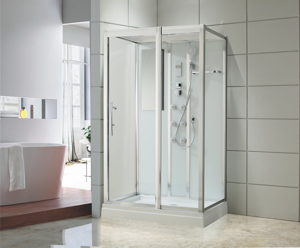 Душевая кабина Black&White G5509 120x90x220 профиль хром глянцевый, стекло прозрачное