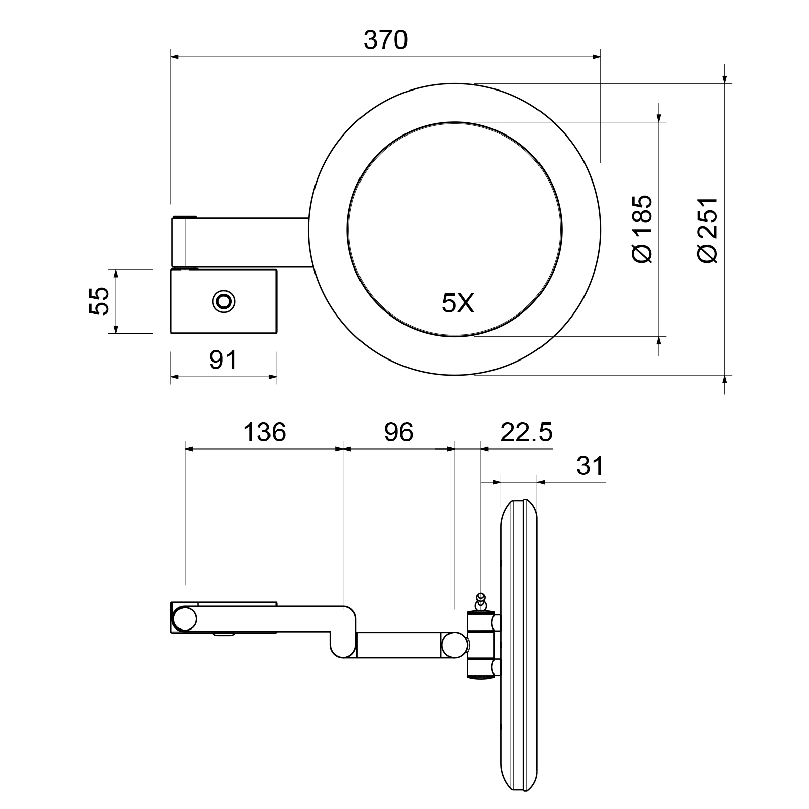Косметическое зеркало с подсветкой Timo Petruma 15276/03 черный матовый