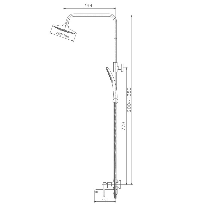 Душевая система Haiba HB24805-7, черный