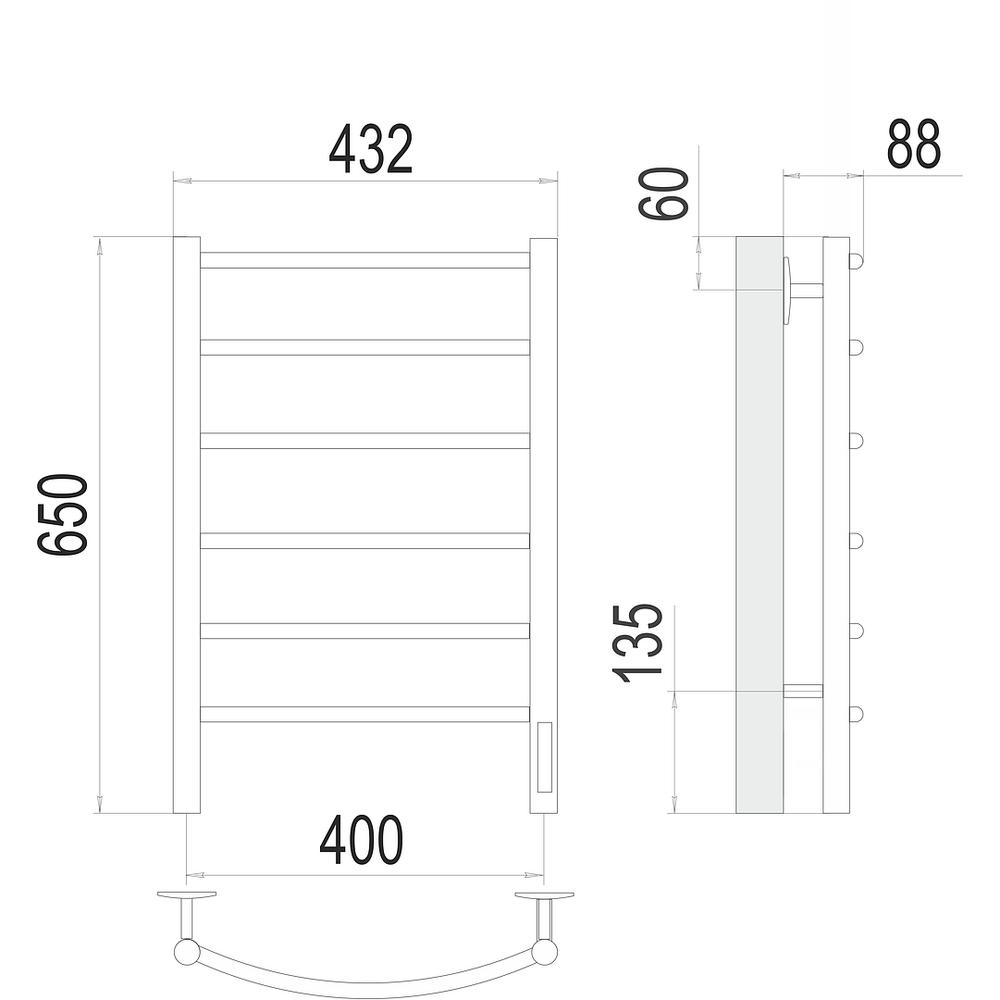Полотенцесушитель электрический Terminus Классик П6 40х65