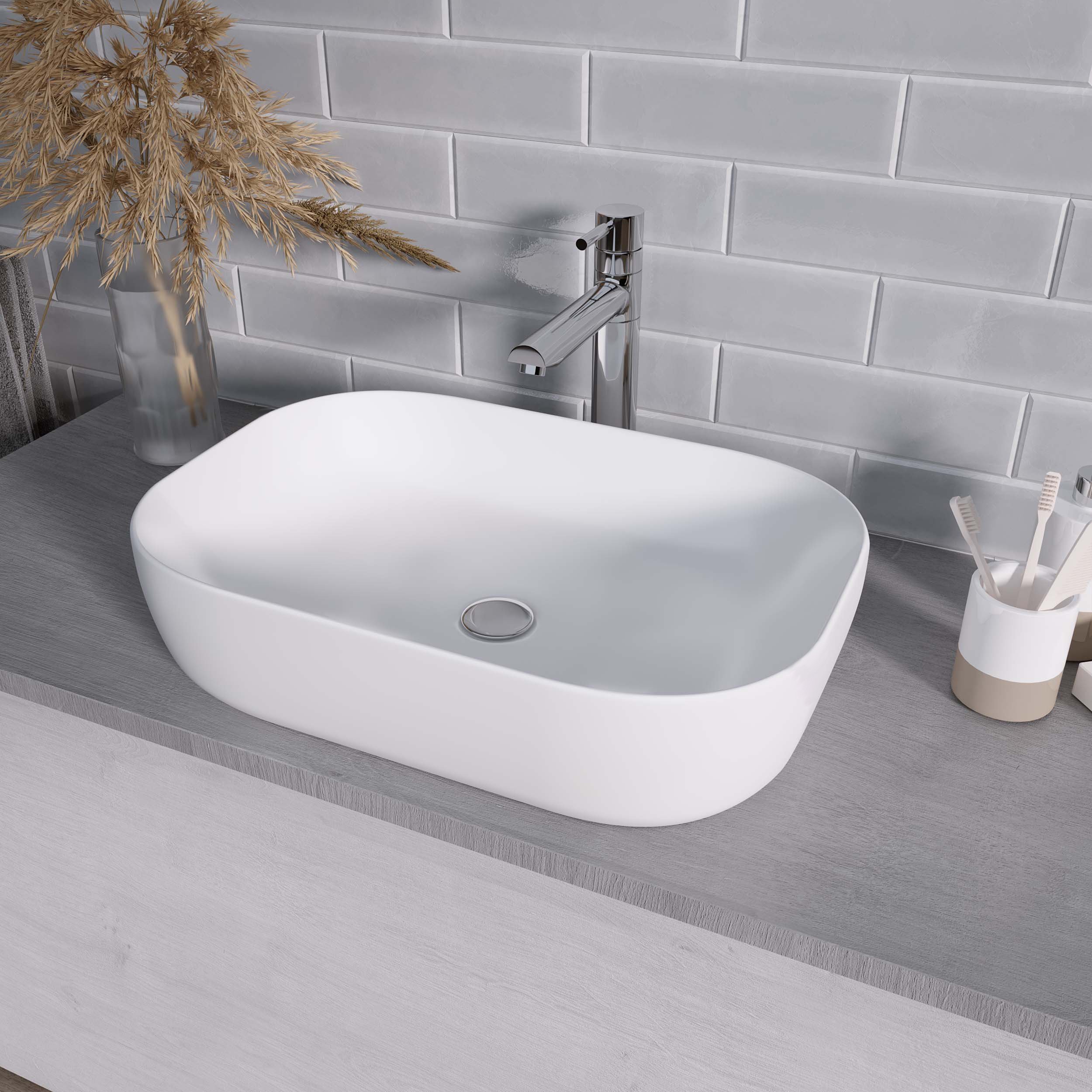 Раковина накладная 61см Grossman GR-3049 белый