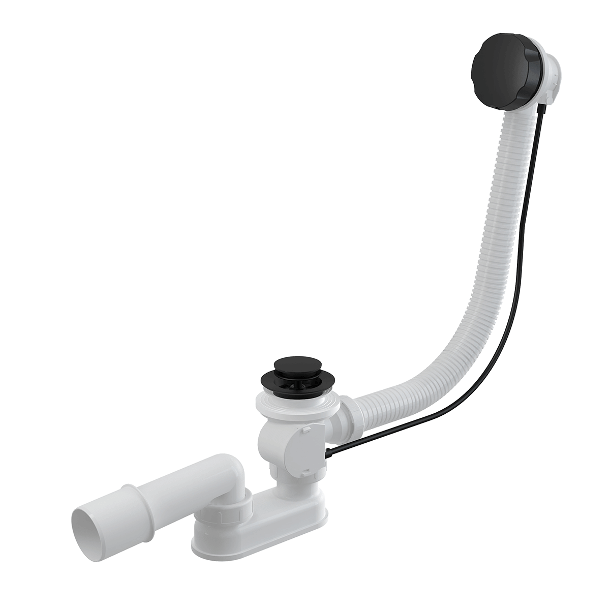 Слив-перелив Alcaplast A55BLACK полуавтомат белый черный матовый