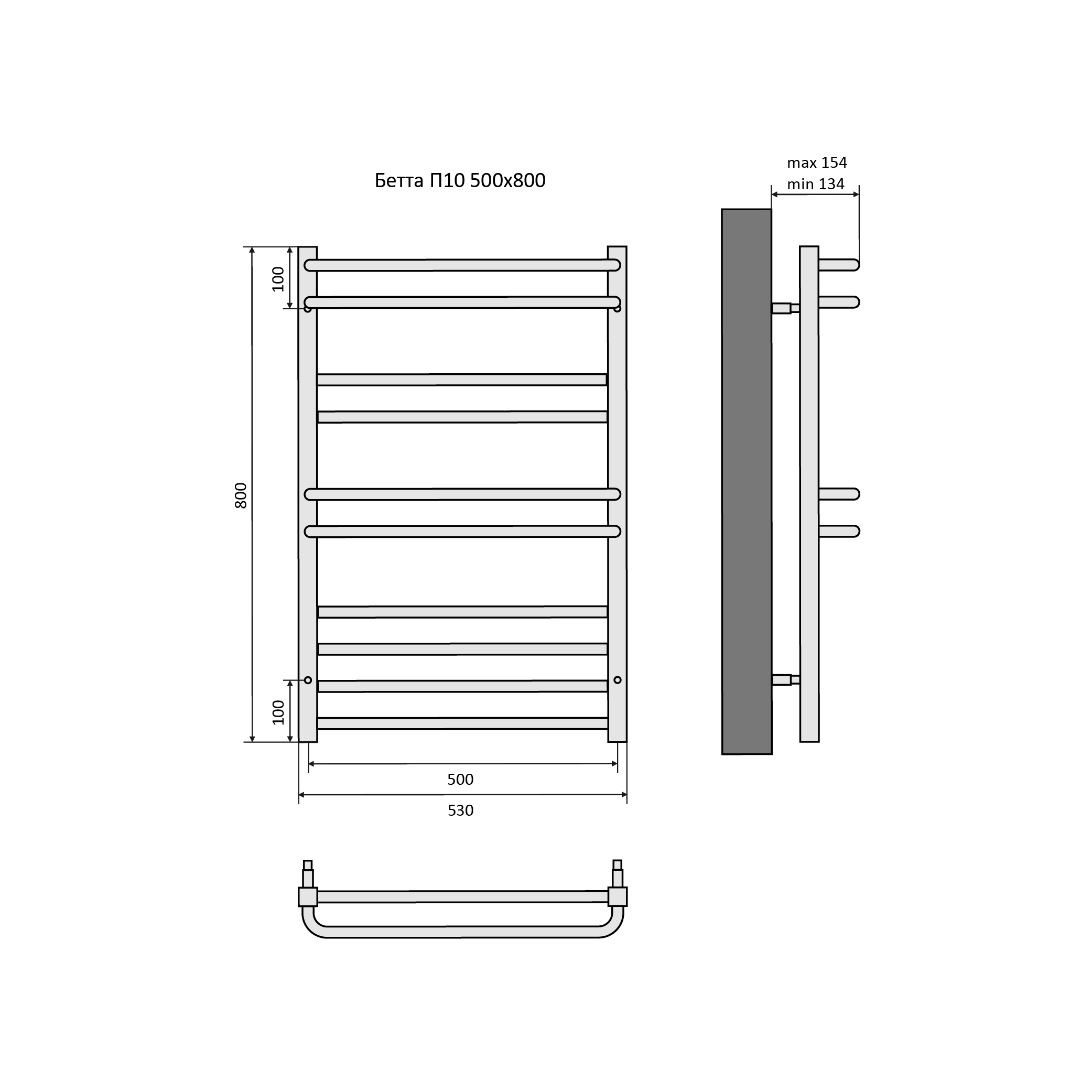 Полотенцесушитель водяной Aquatek Бетта AQ KRC1080BL 80х50 черный муар