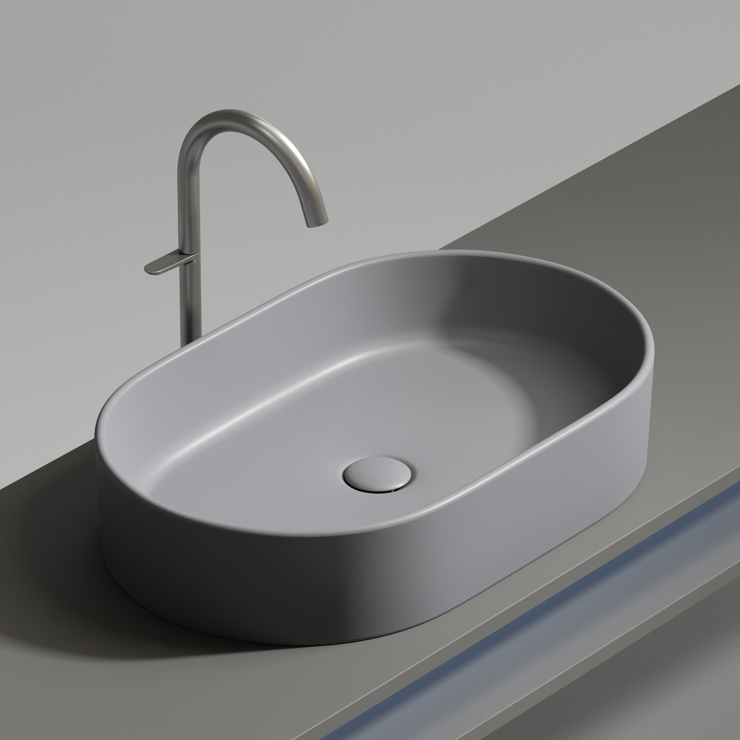 Раковина накладная 60см Ceramica Nova Element CN6048MH серый матовый