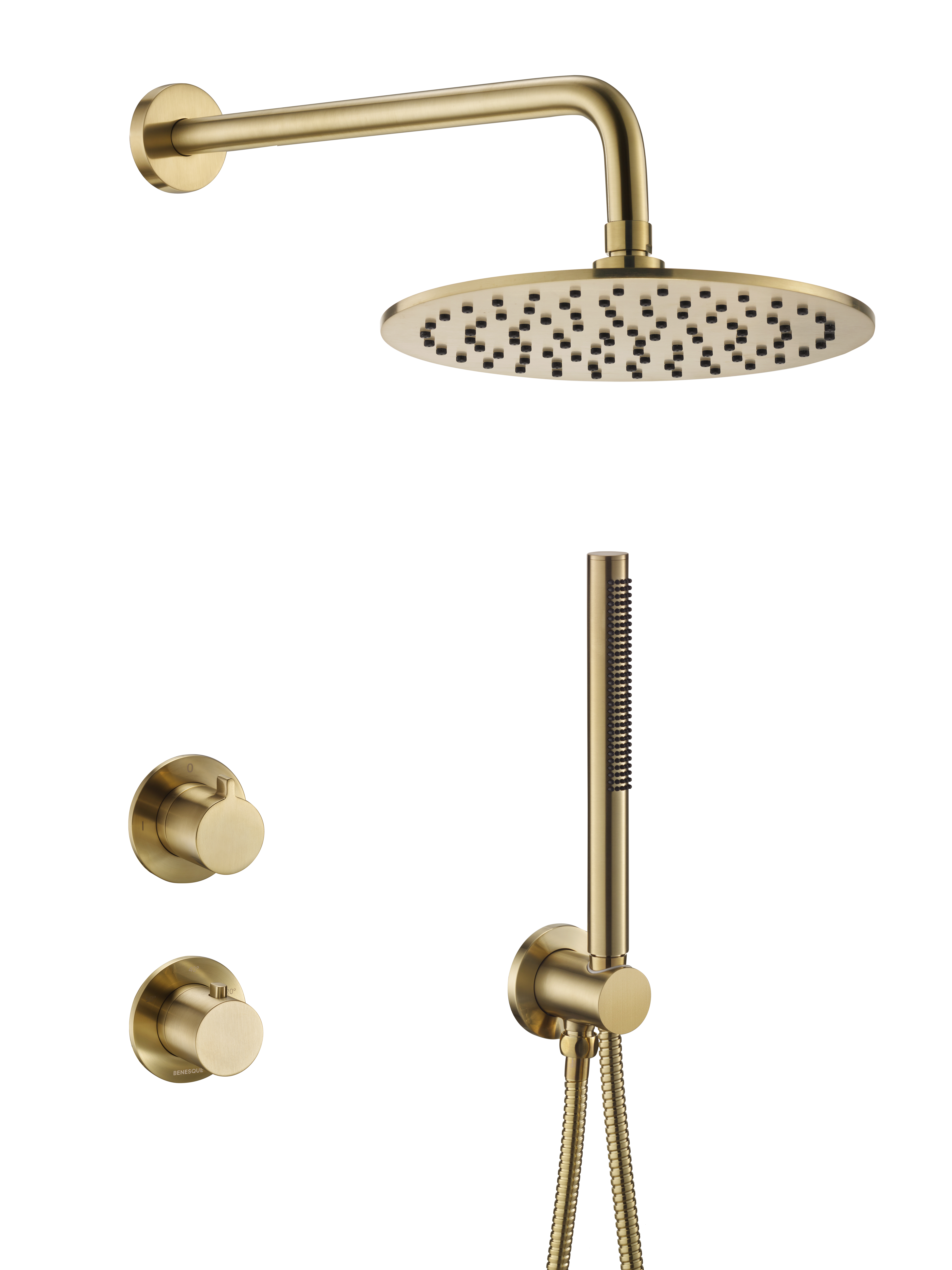 Встраиваемая душевая система с термостатом Benesque Lumiere 21011304 латунь брашированная
