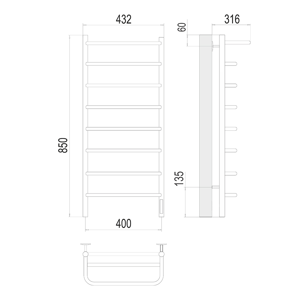 Полотенцесушитель электрический Terminus Полка П8 40х85