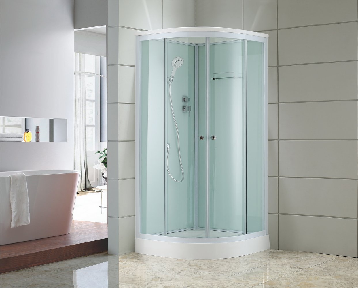 Душевая кабина Black&White G8501 80x80x215 профиль белый, стекло прозрачное