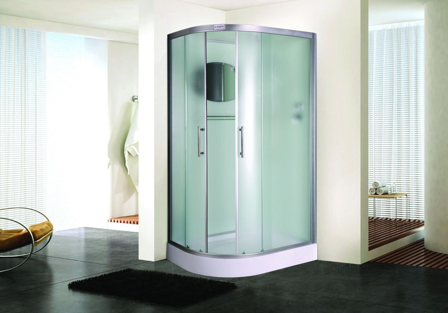 Душевая кабина Esbano LED ESKL115СRR 115x85x210см, профиль белый, стекло рифленое