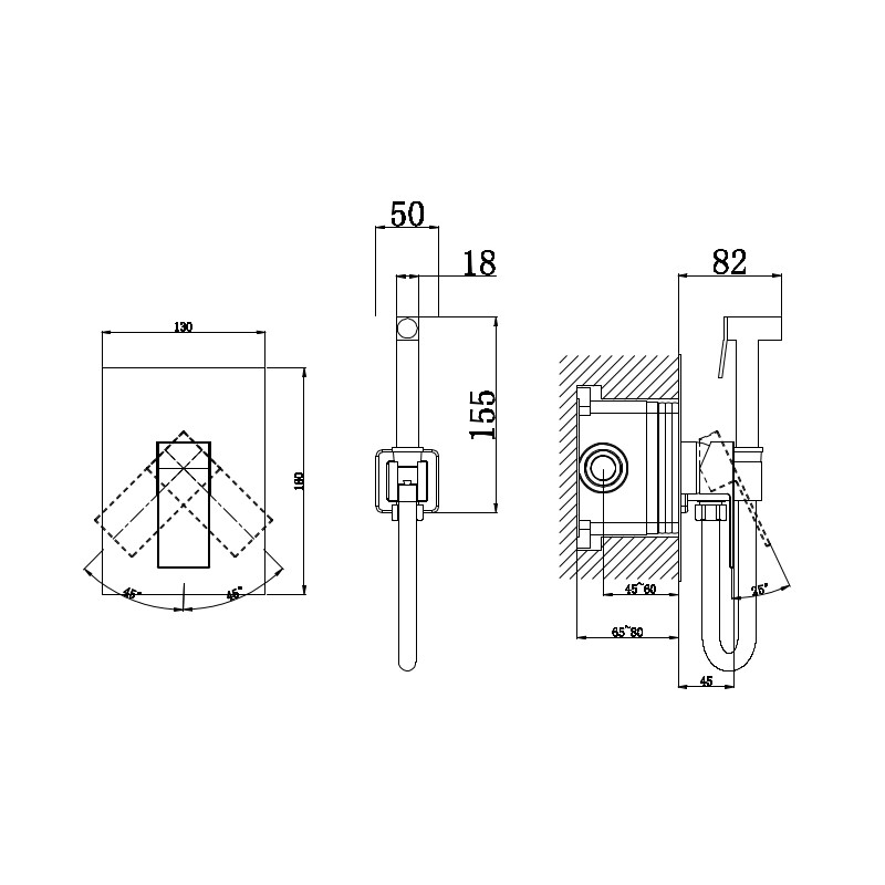 Гигиенический душ со смесителем D&K Bayern.Liszt DA1515005, черный