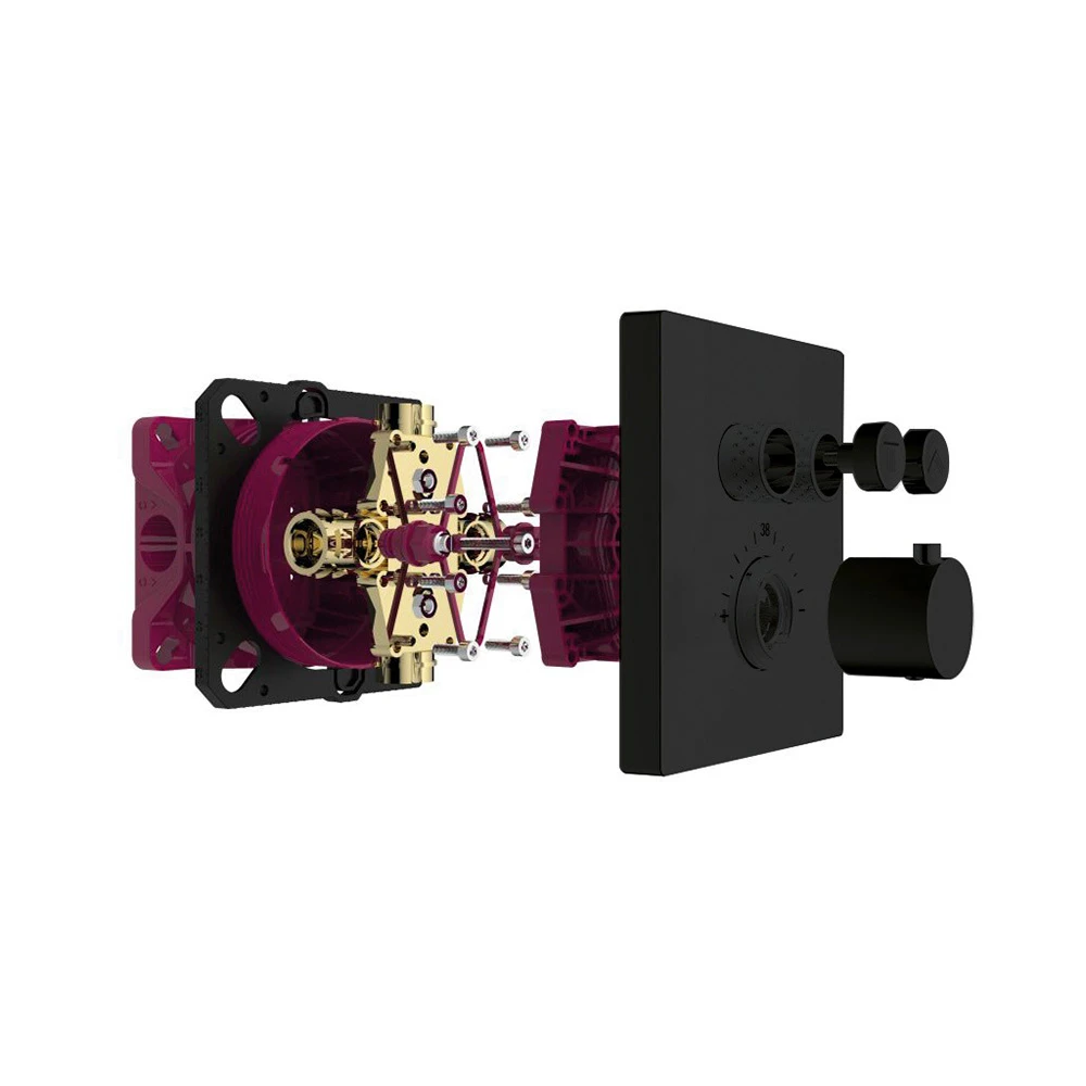 Термостат для душа на 2 потребителя AQUAme  AQM8801MB черный матовый