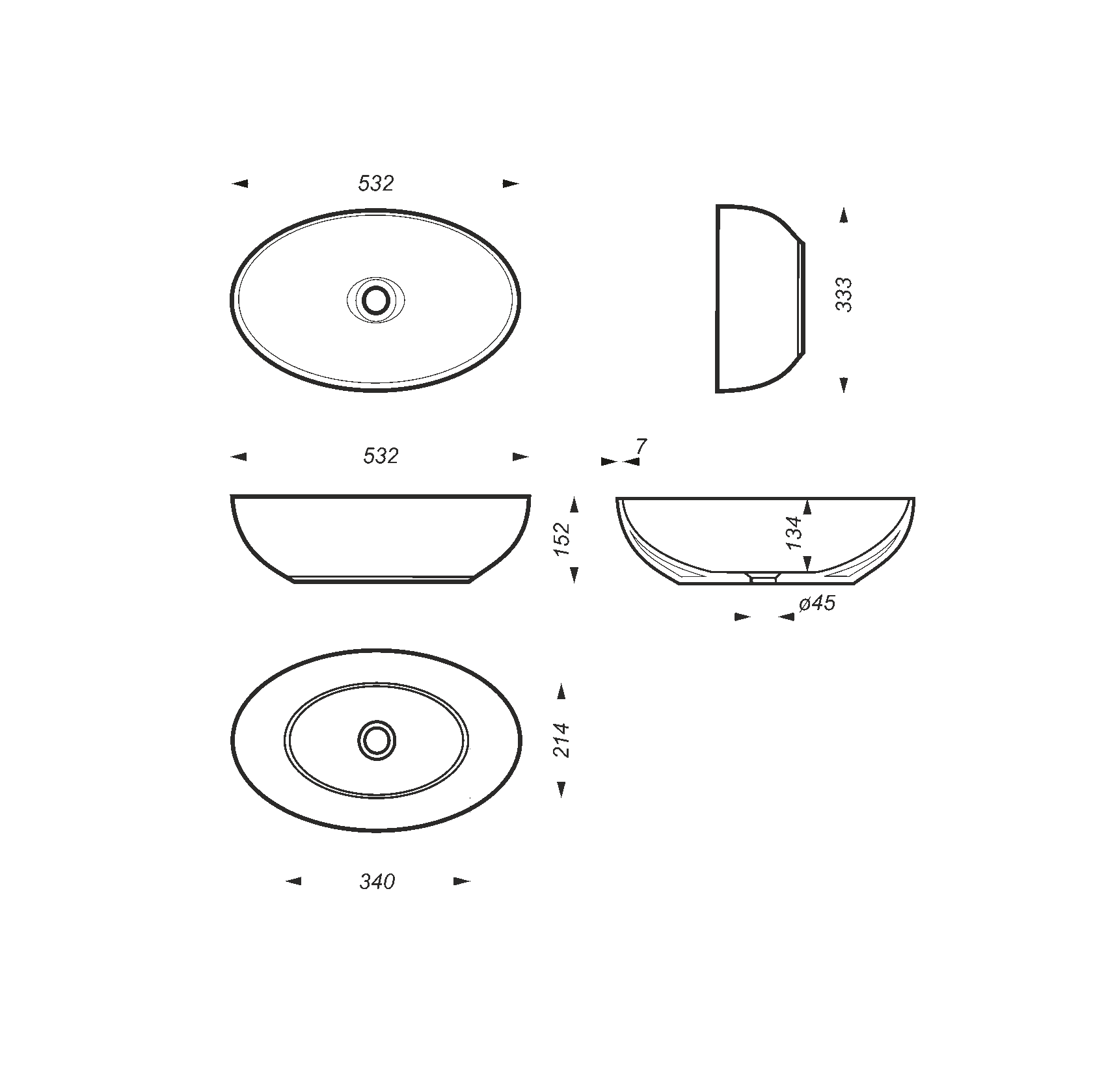 Раковина накладная 55см Sanita Luxe Ringo Slim RNGSLWB01S белый