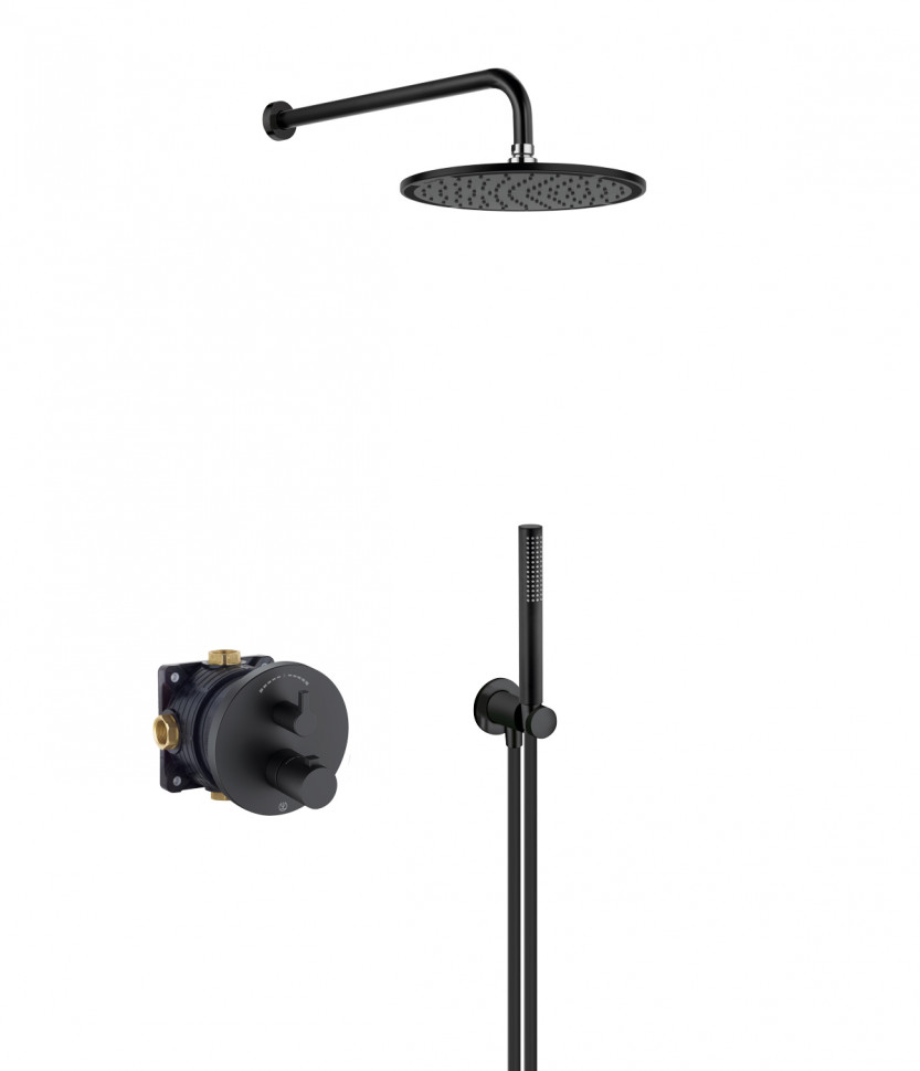 Встраиваемая душевая система с термостатом Kludi Nova Fonte 208313915 черный матовый