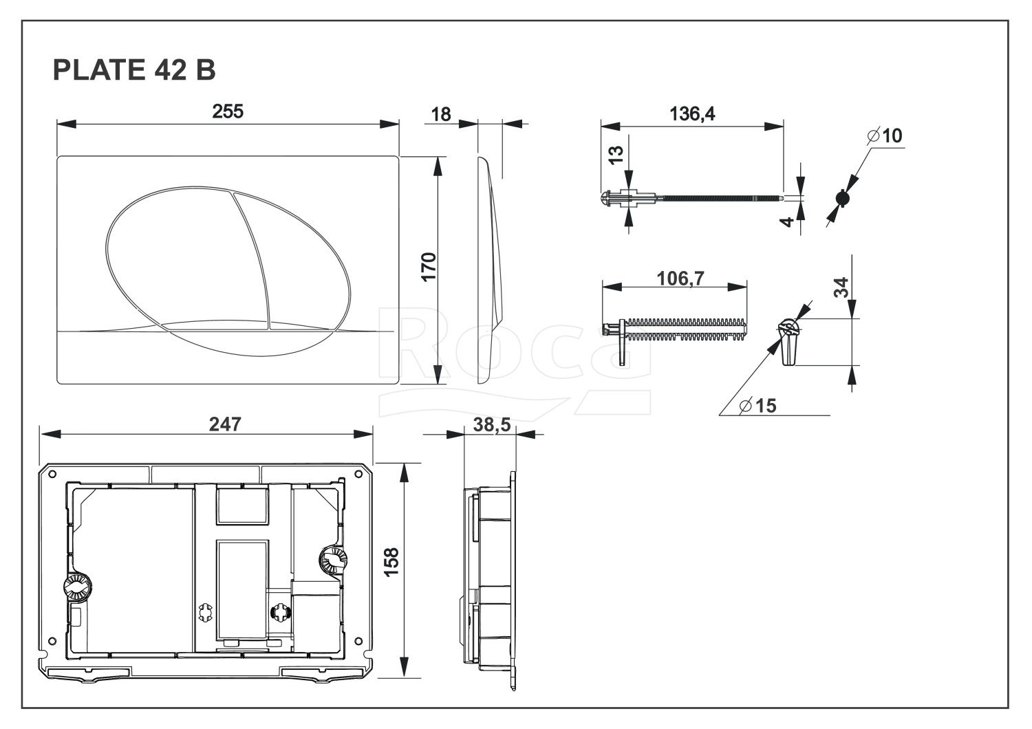 Кнопка смыва для унитазов Roca Active 42B 8901140B0 белый