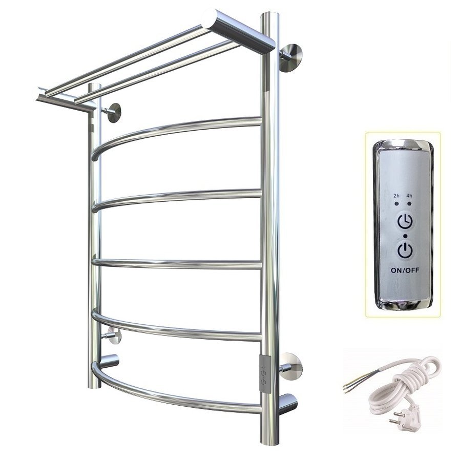 Полотенцесушитель электрический Тругор Пэк серия 5 80х40 хром, с полкой