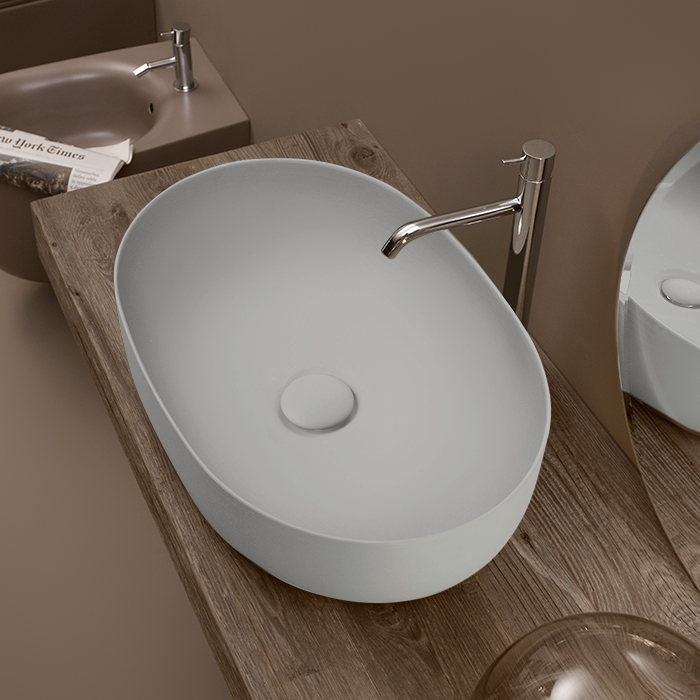 Раковина накладная 60см Kerasan Nolita 534359 серый матовый