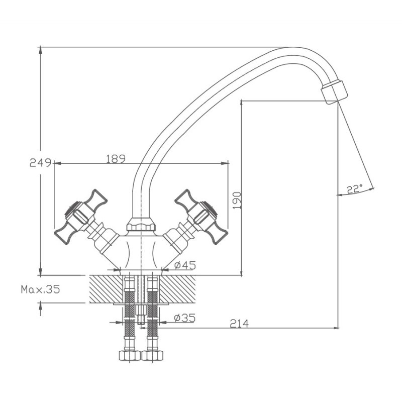 Смеситель для кухни Haiba HB4924, хром