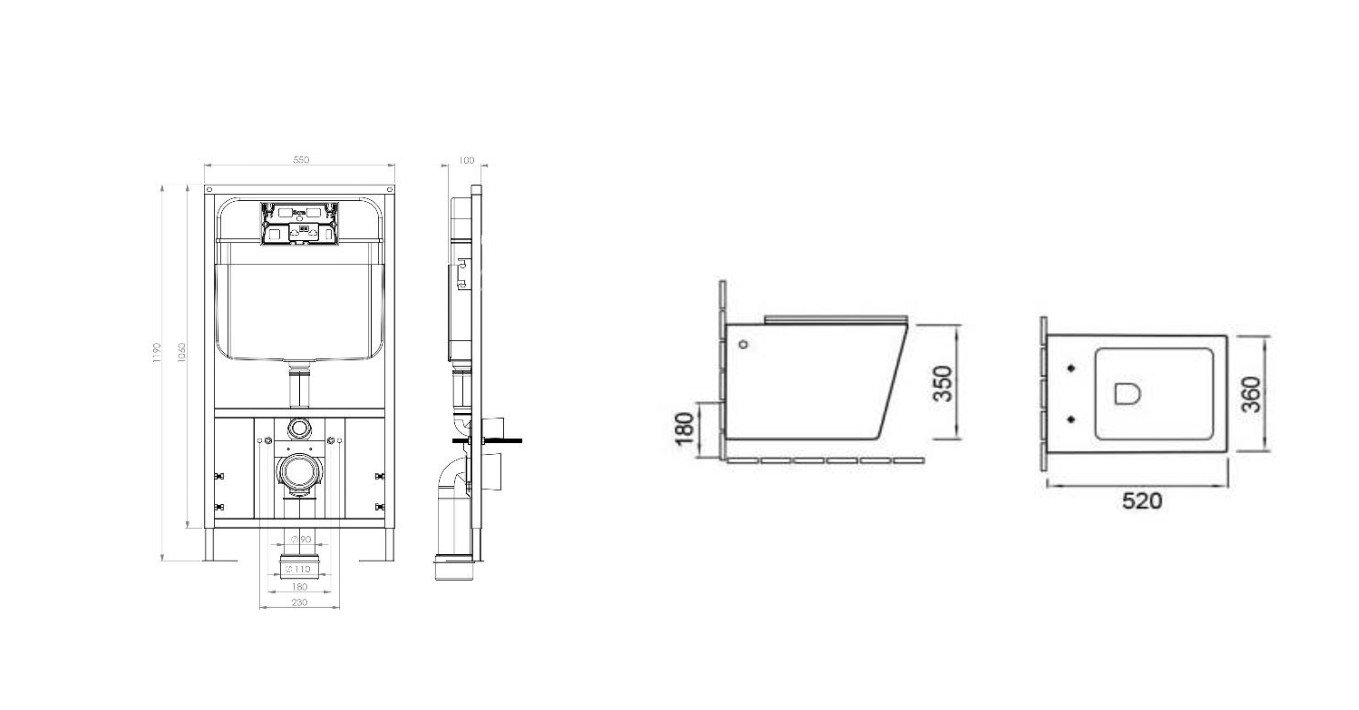 Комплект (инсталляция, унитаз, сиденье, кнопка смыва) SantiLine SL-5007 + SL-01 белый, с сиденьем микролифт