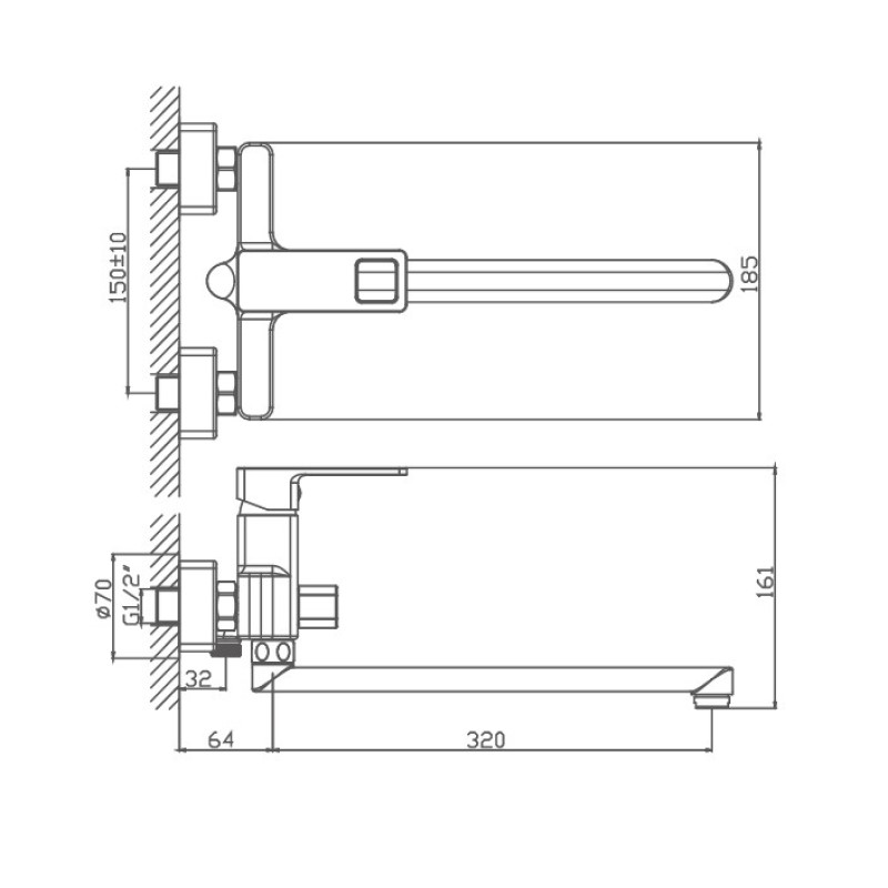 Смеситель для ванны Haiba HB22615, хром