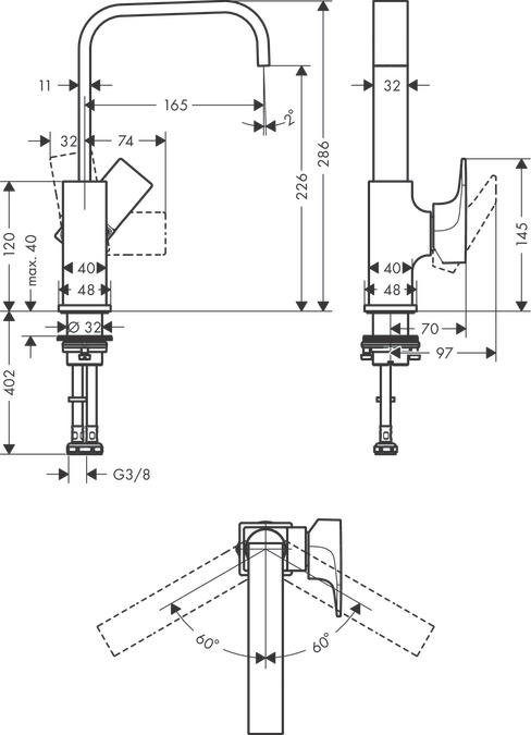 Смеситель для раковины Hansgrohe Metropol 32511140 бронза шлифованная