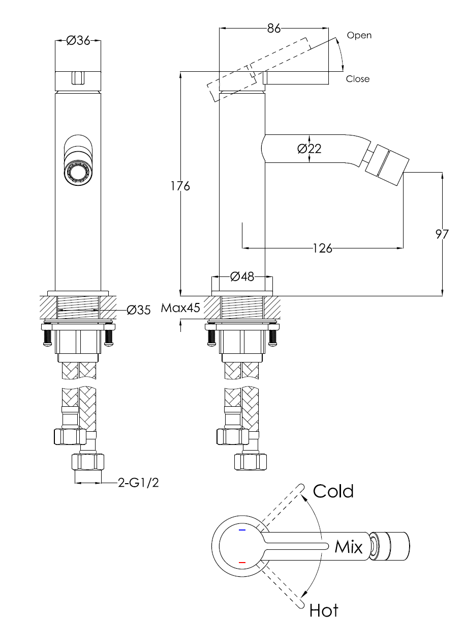 Смеситель для биде Benesque Lumiere 14010102 никель брашированный