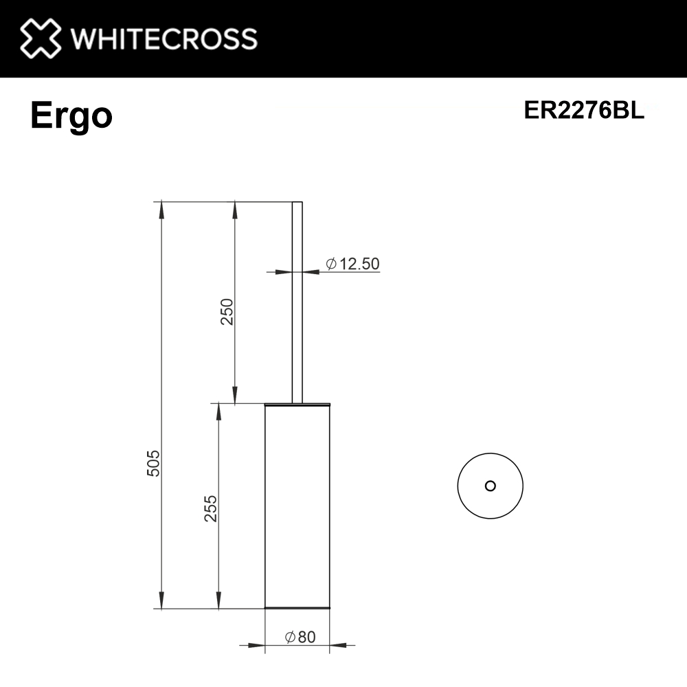 Ершик напольный WHITECROSS Ergo ø80 мм ER2276BL (черный мат)