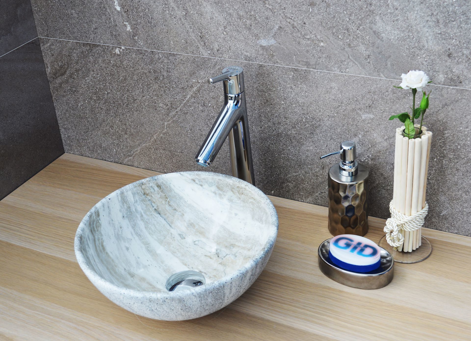 Раковина накладная 32см Gid Mnc487 серый