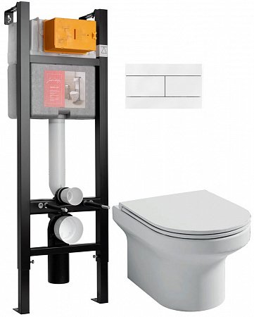 Комплект унитаза с инсталляцией Jacob Delafon Elite E21755RU-00 с сиденьем микролифт, кнопка белая