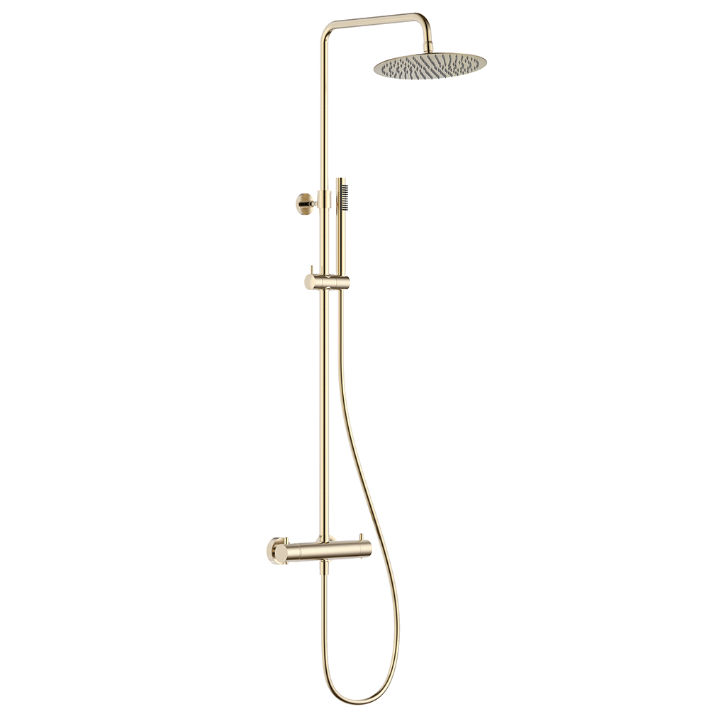 Душевая стойка с термостатом AQUAme AQM8006BG золото матовое