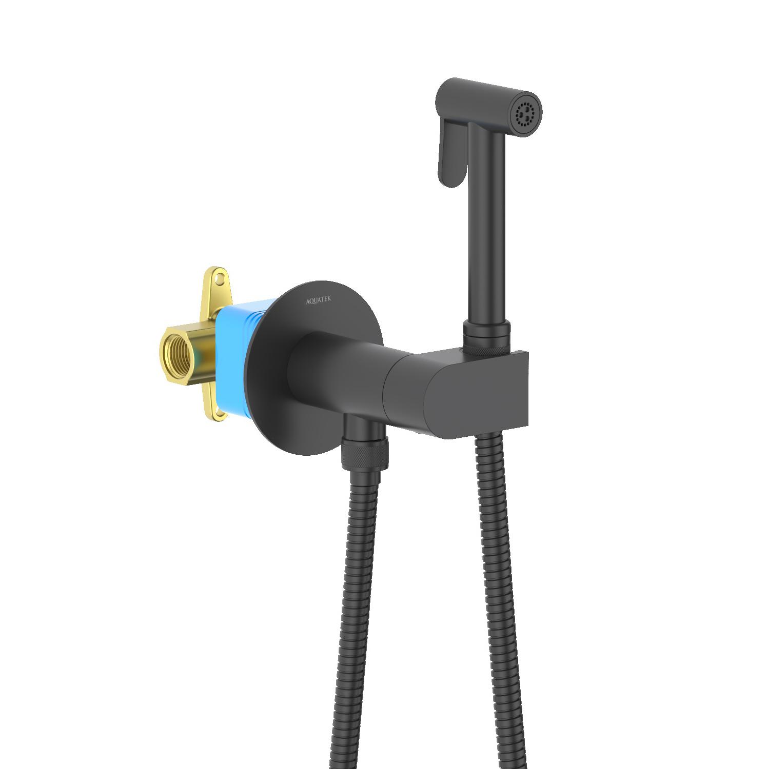 Гигиенический душ со смесителем Aquatek Оберон AQ1024MB черный матовый