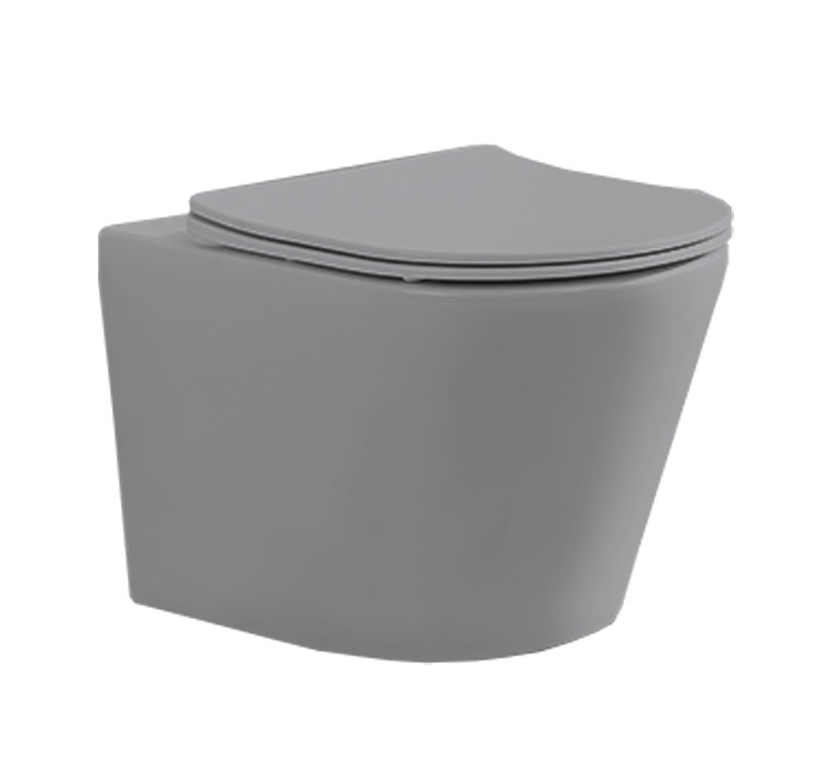 Унитаз подвесной безободковый Vincea Piatti VT1-11MG серый матовый, с сиденьем микролифт
