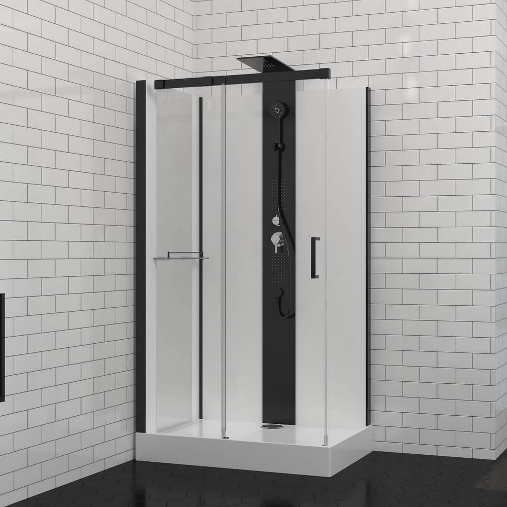 Душевая кабина Black&White G8708 110x80x217 профиль черный матовый, стекло прозрачное