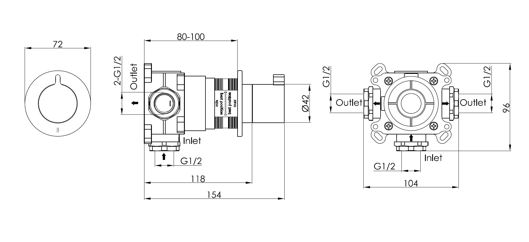 Переключатель для душа на 2 положения Benesque Lumiere 12010406 бронза брашированная