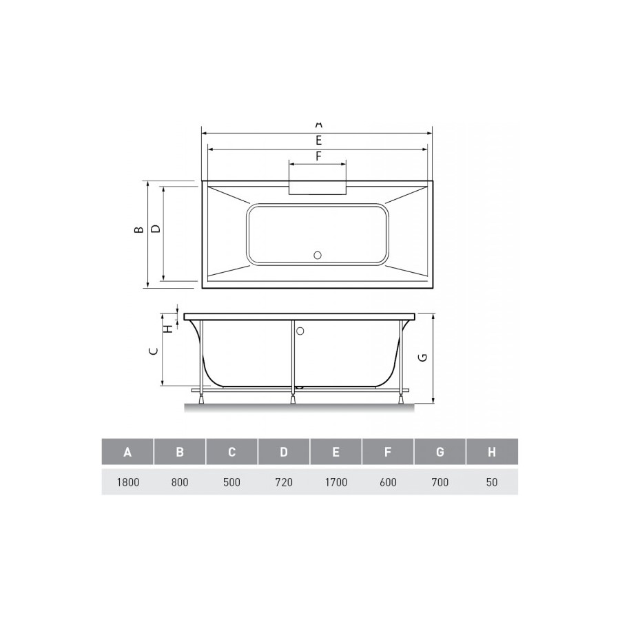 Ванна акриловая Relisan EcoPlus Дунай Гл000026740, 180х80