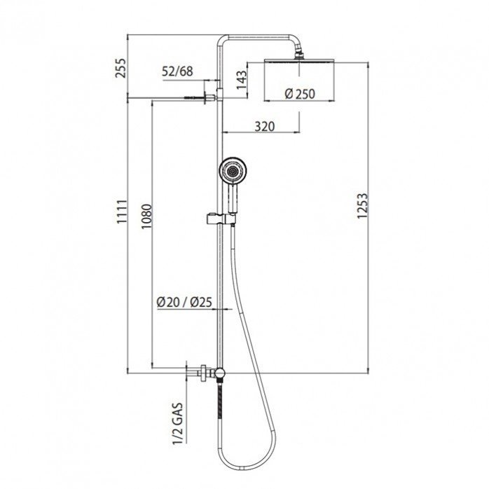 Душевая стойка со смесителем Bossini Elios L10173.030 хром