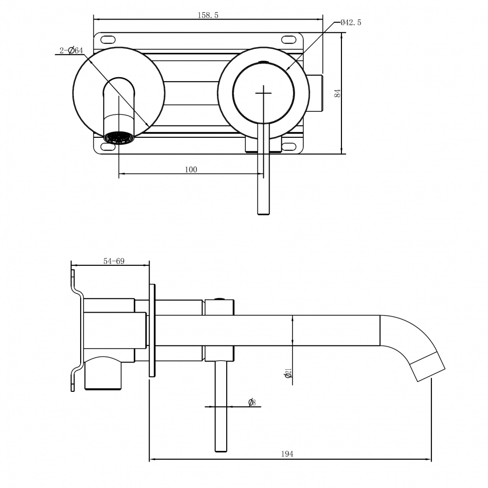 Смеситель ABBER Wasser Kreis 316 AF8112BG-M для раковины скрытого монтажа, золото брашированное