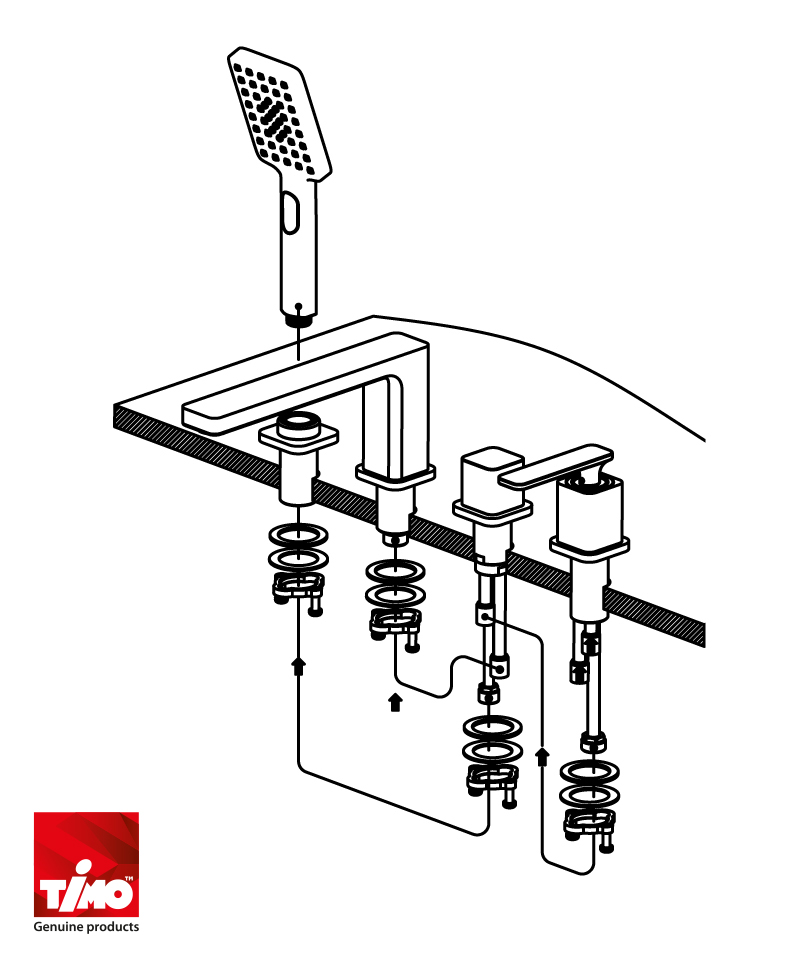 Смеситель для ванны с душем Timo Torne 4330/00-16Y хром;белый глянцевый