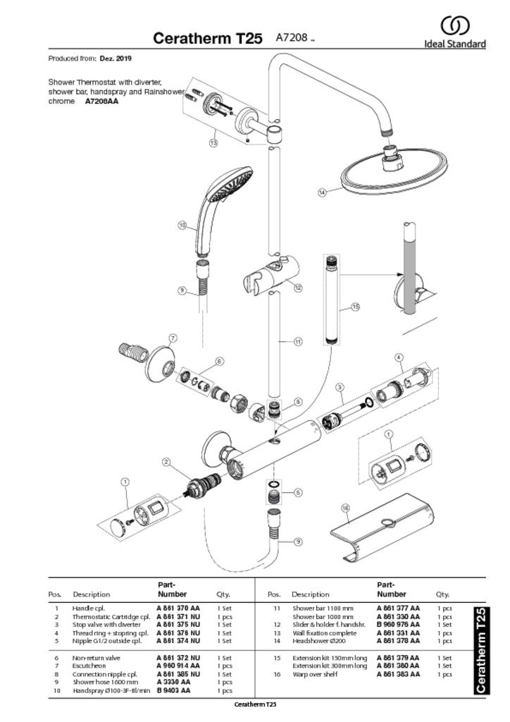 Душевая стойка Ideal Standard  CERATHERM T25 A7208AA хром