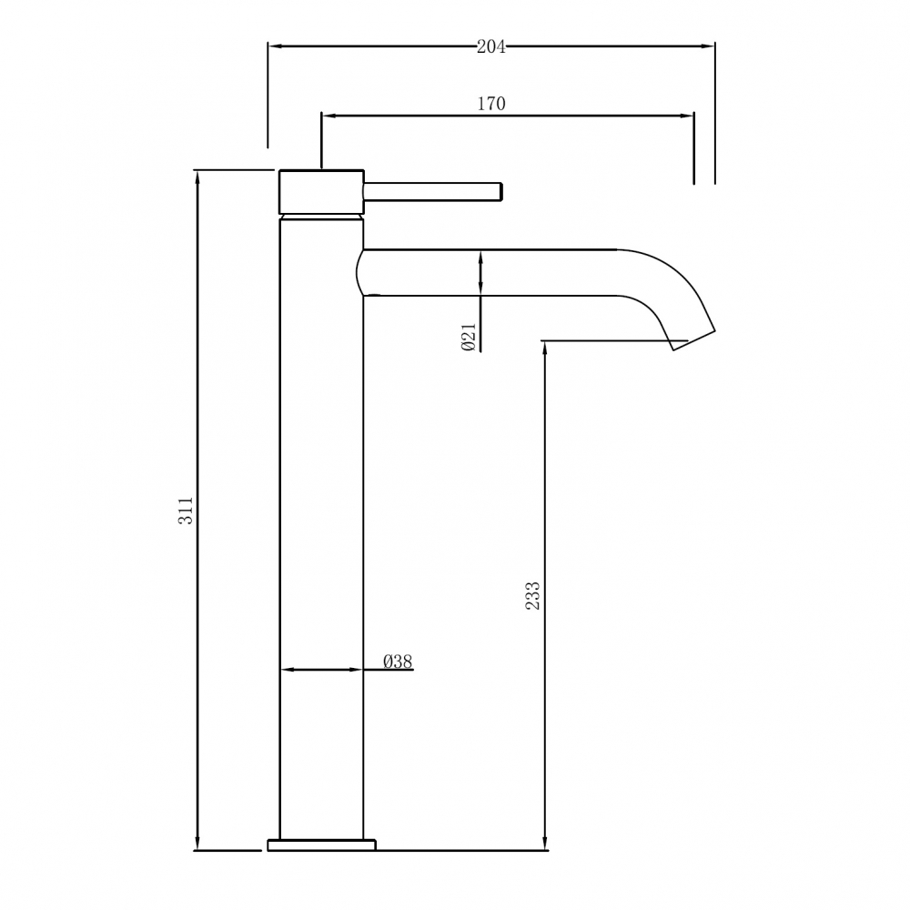 Смеситель ABBER Wasser Kreis 316 AF8111BGG-L для накладной раковины, оружейная сталь брашированная