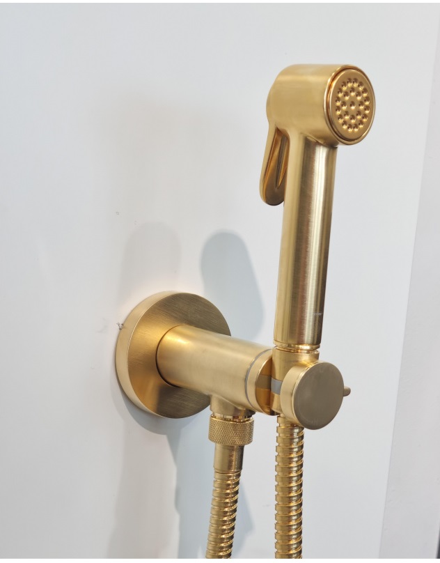 Гигиенический душ со смесителем Bossini Paloma Brass E37005B.043 золото матовое