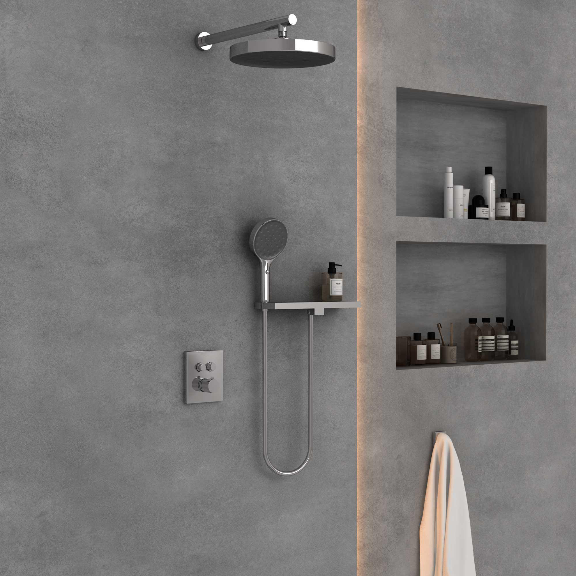 Душевой комплект Vincea Inspire VSFW-3I21T2RCH встраиваемый, термостатический, 2 режима, хром