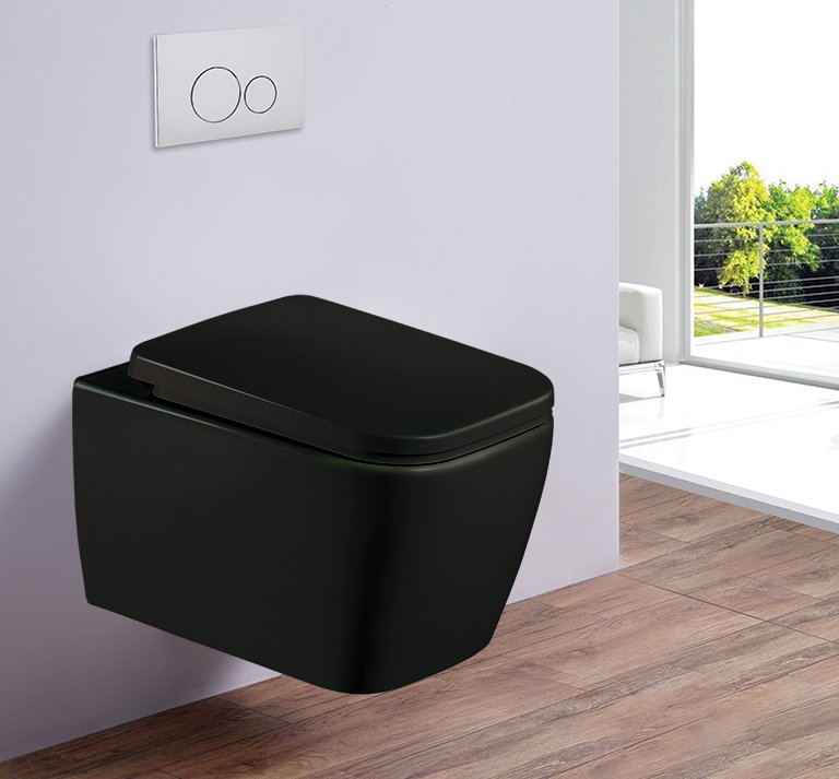 Унитаз подвесной Esbano TIRON-C черный матовый, с сиденьем микролифт