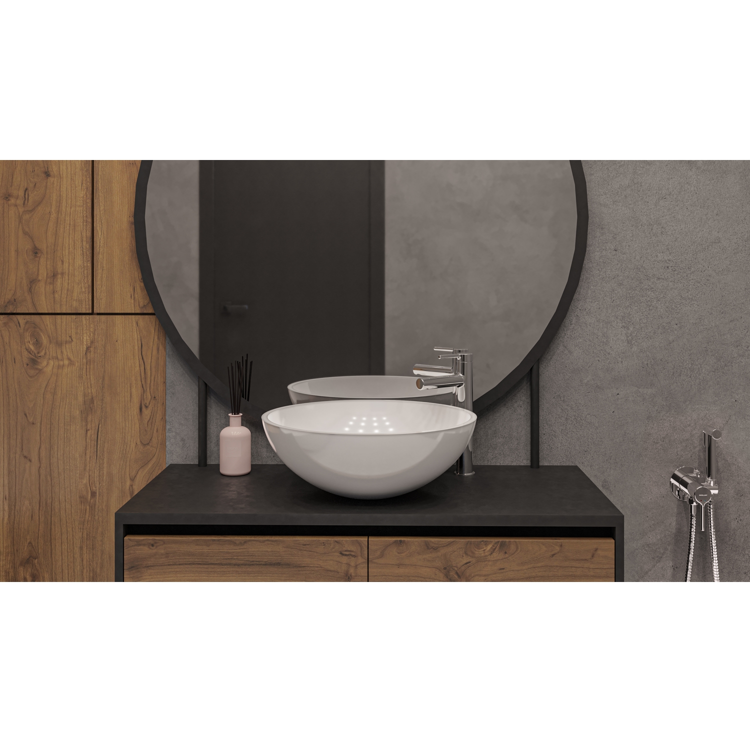 Умывальник WHITECROSS Cornelian D=43 (белый глянец) иск. камень