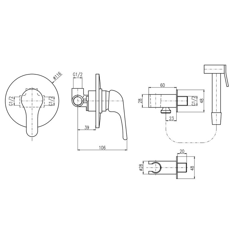 Гигиенический душ со смесителем Rav Slezak SAZAVA SA042, хром