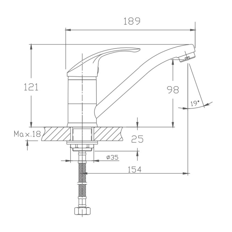 Смеситель для кухни Haiba HB4536-2, хром