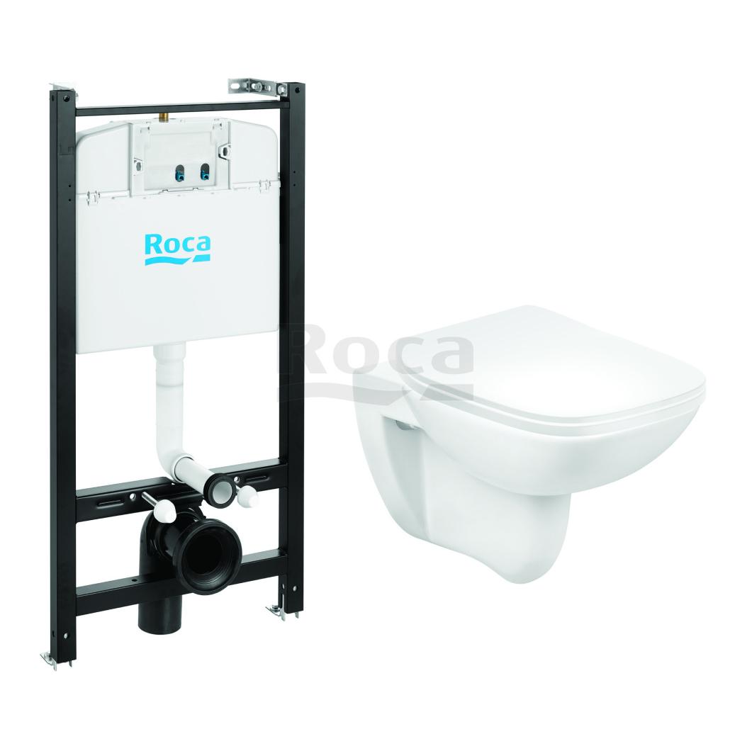 Комплект унитаза с инсталляцией Roca Debba 893104970, глубина унитаза 54см, без клавиши в комплекте, с микролифтом, безободковый, быстросъемное
